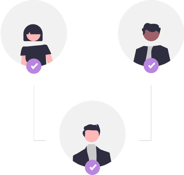 Illustartion of three people connected through a network